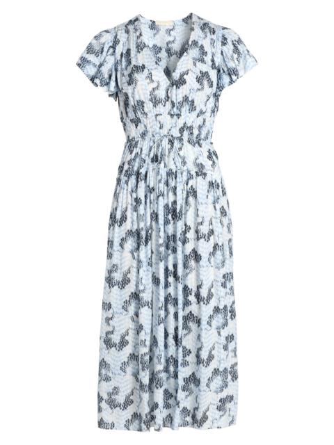 ULLA JOHNSON Women's Lyria Abstract Cotton-Blend Midi-Dress - Ciel