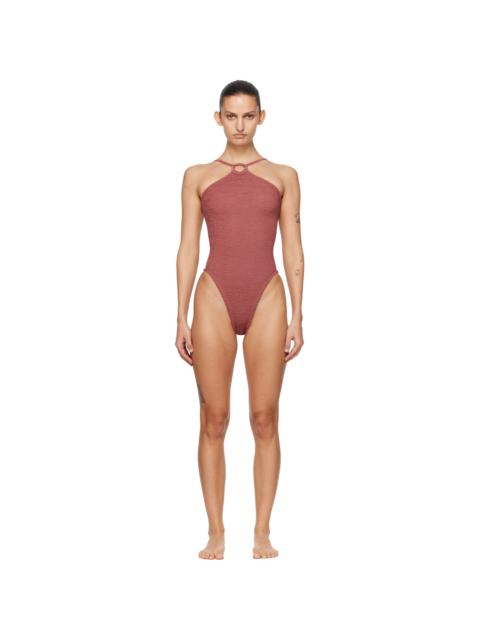 Hunza G Burgundy Jasmine Tonal Hoop Swimsuit