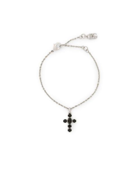 cross-pendant fine-link bracelet