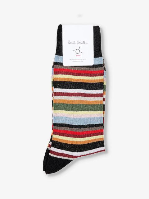 New Signature stripe-pattern stretch-organic-cotton blend socks
