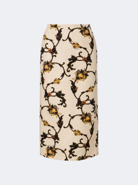 La DoubleJ Printed wool-blend cady pencil skirt
