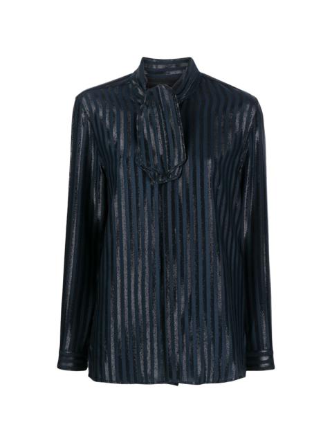 tie-neck metallic threading shirt