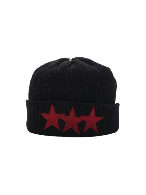 Chrome Hearts Sludge Leather Star Patch Beanie "Black Red" CHRM1114