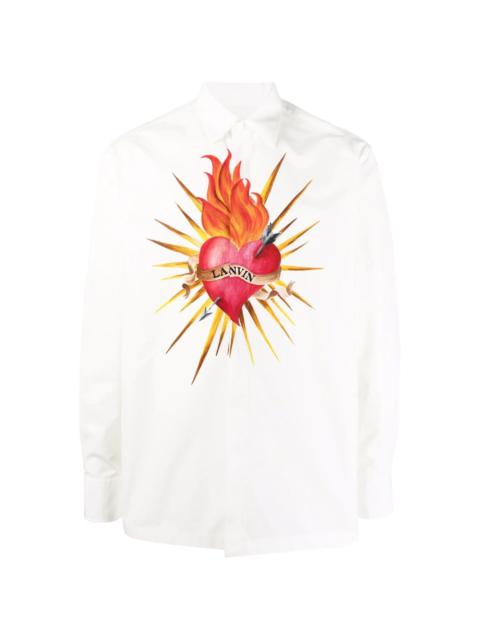 heart-print cotton shirt