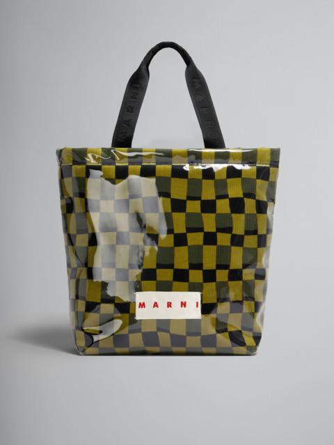 Marni YELLOW CHEQUERBOARD TOTE WITH CLEAR WRAP
