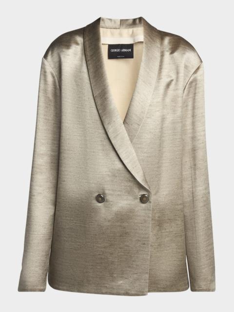 GIORGIO ARMANI Silk Double-Breasted Blazer Jacket