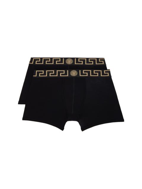 VERSACE Two-Pack Black Greca Border Long Boxer Briefs