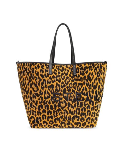 Stella McCartney logo cheetah-print tote bag