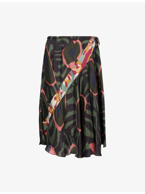 Dries Van Noten Sibanna Graphic-Pattern Crepe Mini Skirt