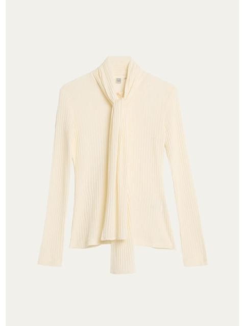 TOTEME Ribbed Bow Blouse