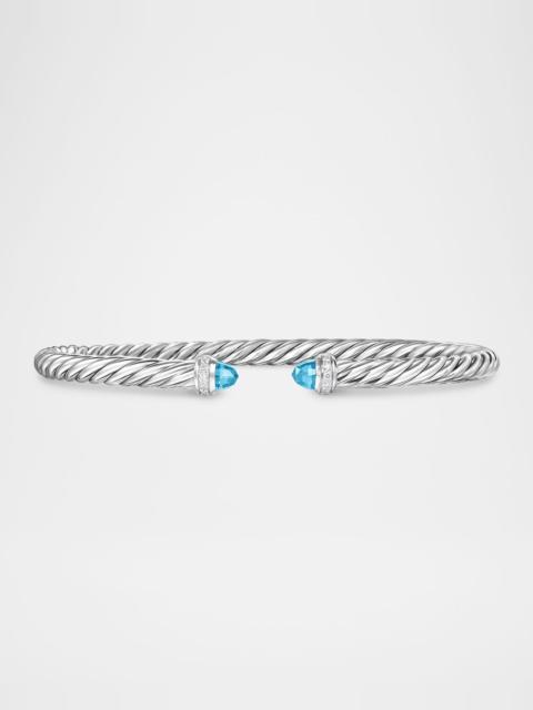 DAVID YURMAN Modern Cable Flex Bracelet with Gemstones and Diamonds in Silver, 4mm