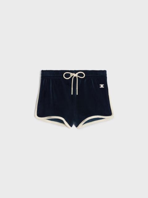 CELINE triomphe mini shorts in velvet jersey