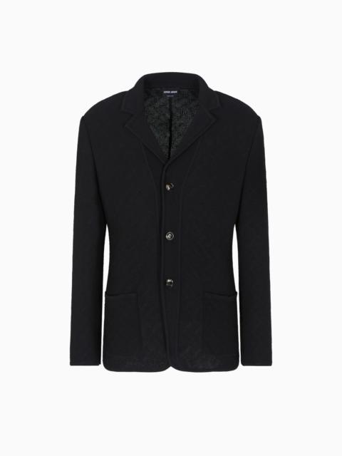 GIORGIO ARMANI SINGLE-BREASTED JACKET IN A JACQUARD COTTON KNIT