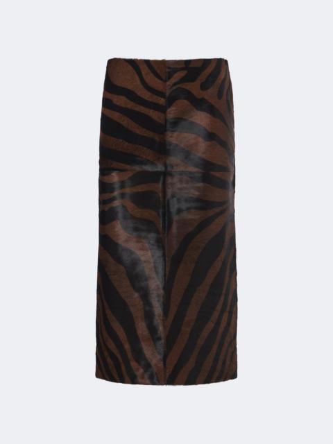 SIMKHAI Tobiana zebra-print calf hair midi skirt