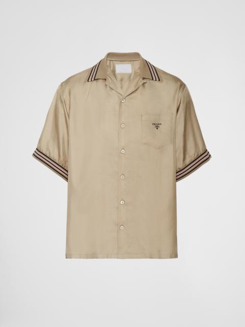 Short-sleeved silk twill shirt