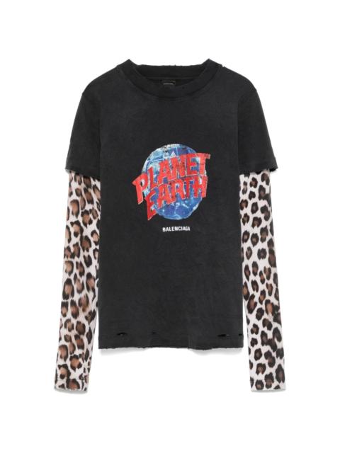 BALENCIAGA Planet-Earth-Double-Sleeve-T-Shirt | antonioli