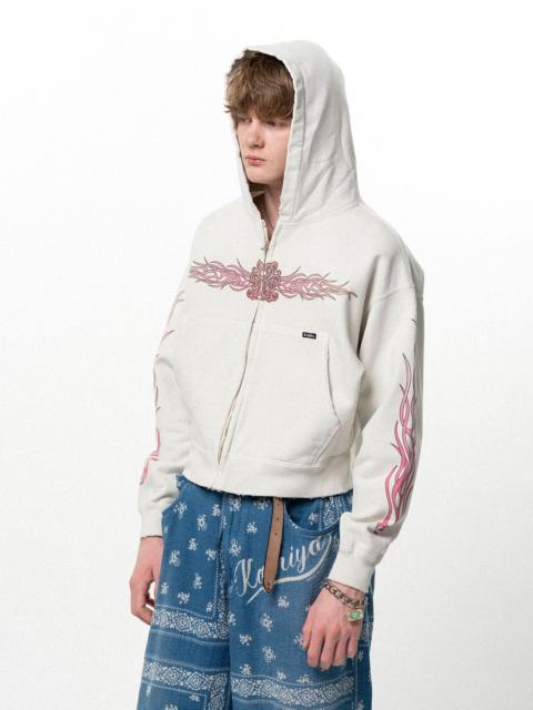 KAMIYA "FLAME KMY" Zip-up Short Hoodie