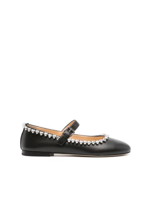 crystal-detailed leather ballerinas
