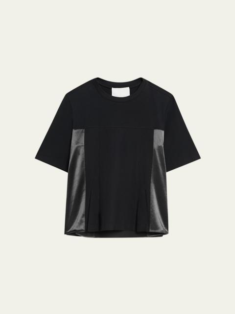 3.1 Phillip Lim Short-Sleeve Mixed-Media Flounce Top