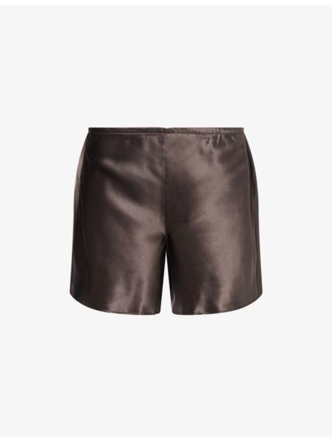 Reformation Gale Mid-Rise Silk Shorts