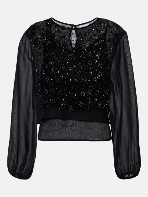 velvet Marlowe sequinned sheer top