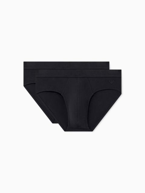 EMPORIO ARMANI TWO-PACK OF PIMA COTTON JERSEY BRIEFS WITH EMBOSSED LOGO