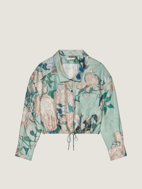 Givenchy CROPPED SHIRT IN SILK WITH ROSES PRINT