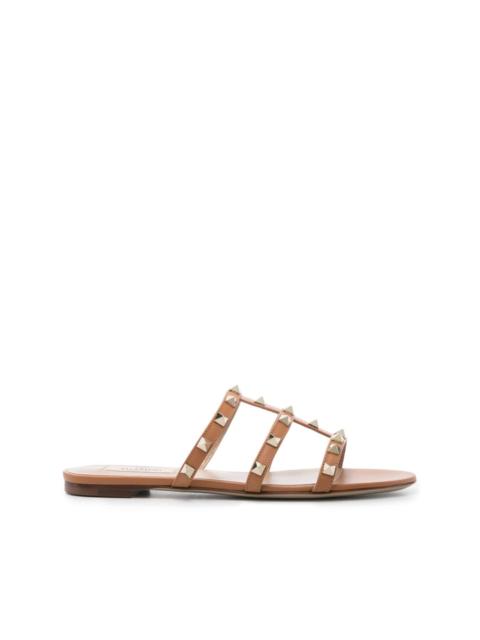 Rockstud flat leather sandals