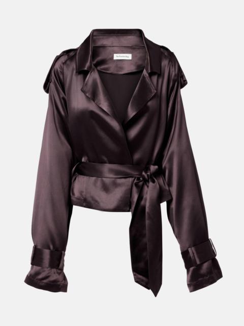 The Frankie Shop Simona cropped satin trench coat