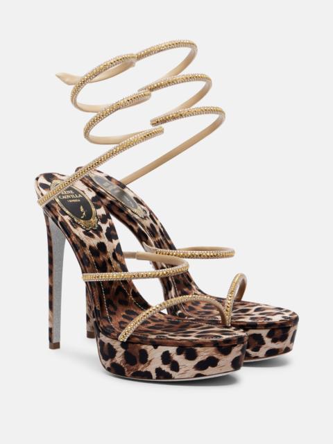 RENE CAOVILLA Cleo embellished satin platform sandals
