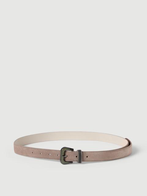 Brunello Cucinelli Suede belt with shiny loop