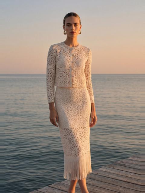CAMI NYC VENEZIA CROCHET MIDI SKIRT CERAMIC