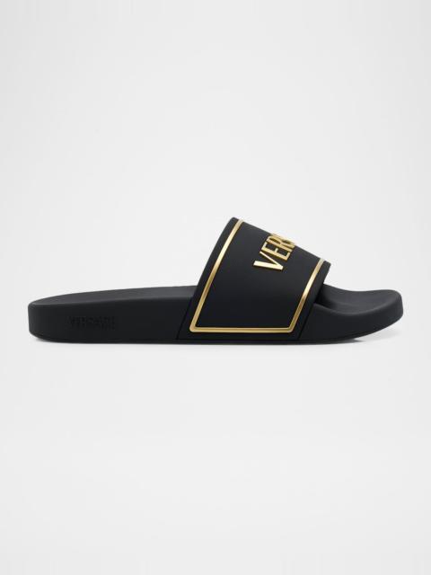 VERSACE JEANS COUTURE Men's Embossed Logo Rubber Pool Slides