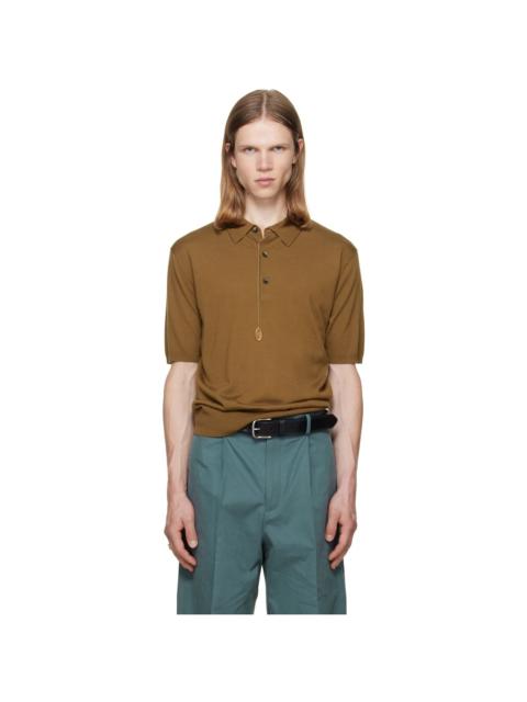 Dries Van Noten Khaki Knit Wool Polo