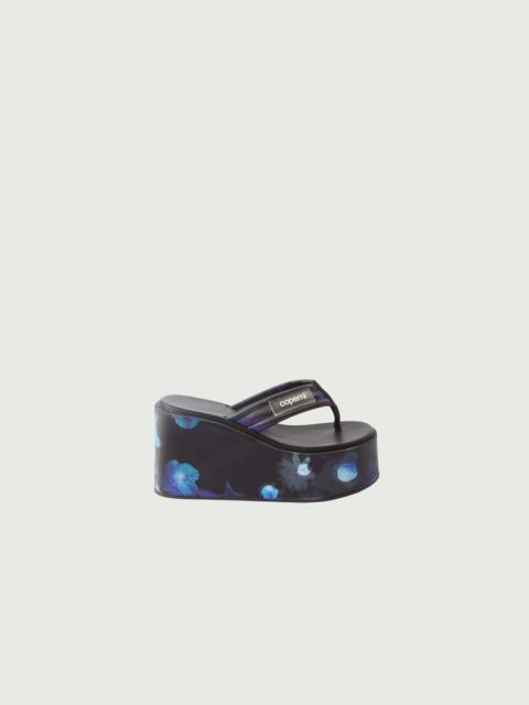 Holographic Branded Wedge Sandal