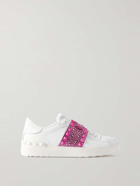 Valentino Garavani Rockstud Untitled crystal-embellished leather sneakers