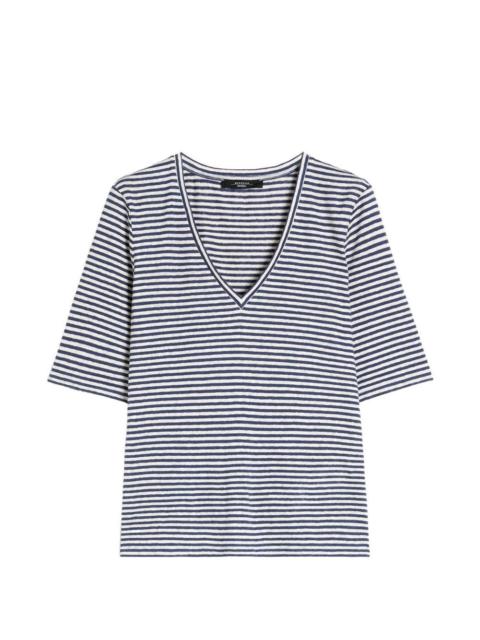 Max Mara striped V-neck linenT-shirt