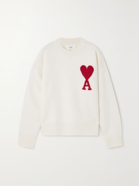 AMI Paris ADC intarsia wool sweater White