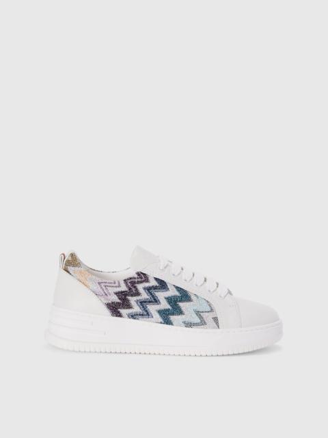 Missoni Leather sneakers with zigzag fabric insert