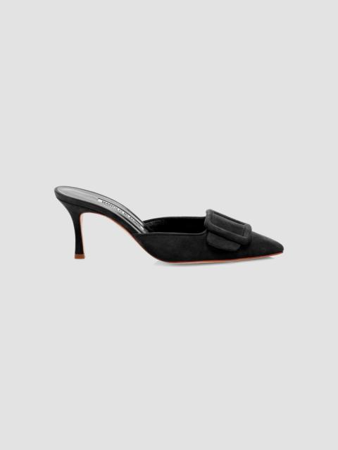 Manolo Blahnik Women's Maysale 70MM Buckle Suede Mules - Black