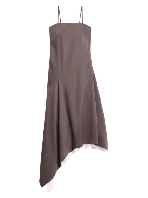 Helmut Lang Women's Layered Wool Scarf-Hem Dress - Light Brown Melange