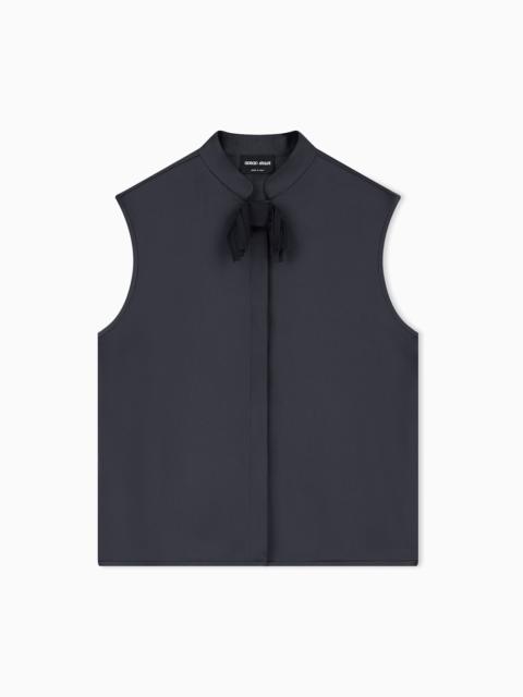 GIORGIO ARMANI SHIRT WITH SLEEVELESS MANDARIN COLLAR IN DOUBLE SILK SATIN