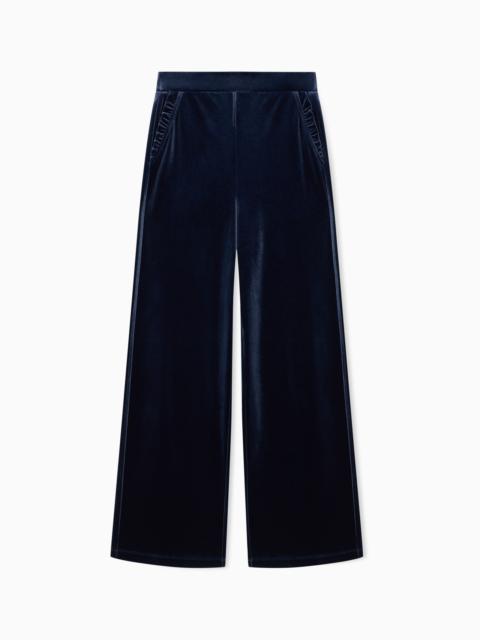 EMPORIO ARMANI WIDE-LEG STRETCH CHENILLE TROUSERS WITH SIDE POCKETS