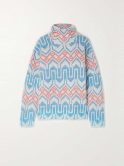 Jacquard-knit mohair-blend turtleneck sweater