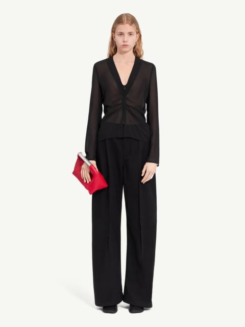 MM6 Maison Margiela Gathered chiffon V-neck top