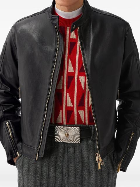 VERSACE Versace Buckle-detail Leather Jacket
