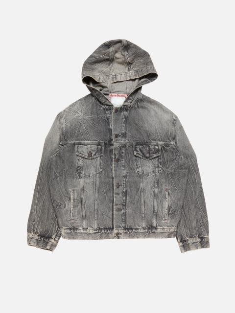 Hooded denim jacket - Washed Black