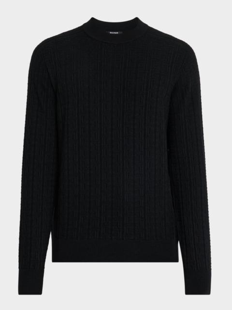 Balmain Men's Wool Monogram Jacquard Crewneck Sweater
