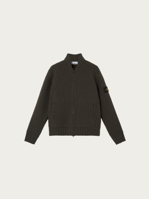 Stone Island Pure Wool Bomber Jumper - Military Green