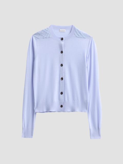 Burberry Women's Wendy Wool Check-Shoulder Cardigan - Sunbleached Blue
